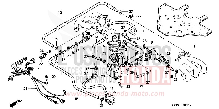 WASSERROHR/THERMOSTAT von Gold Wing CANDY SPECTRA RED (R176K) von 1996